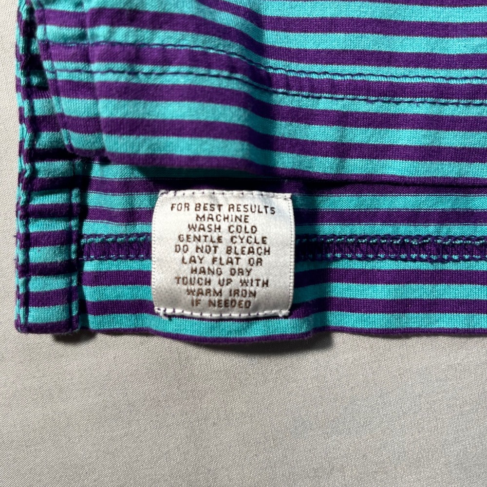 Peter Millar Polo Shirt Mens L Purple Teal Striped Cotton Preppy Classic - Picture 6 of 9